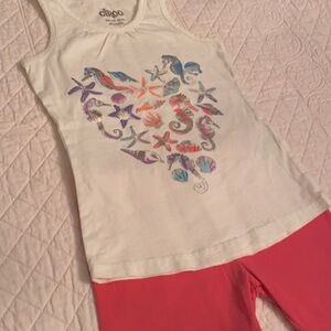 Circo & Oshkosh | Seahorse Shell Starfish Tank Top (XS 4/5) & Bike Short (4T)